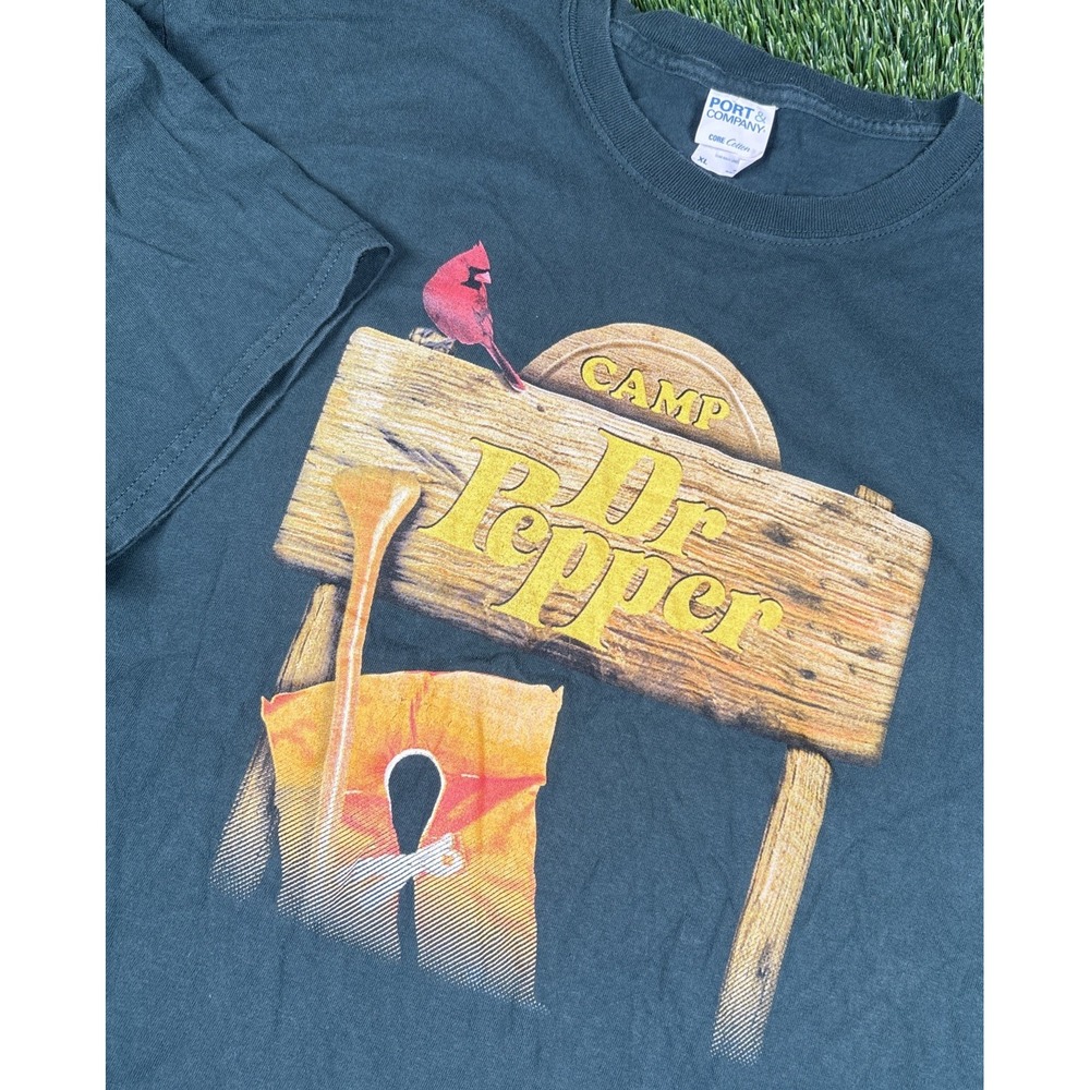 Rare - Vintage Camp Dr Pepper Soda Promo T-Shirt Sz XL Green Camp core